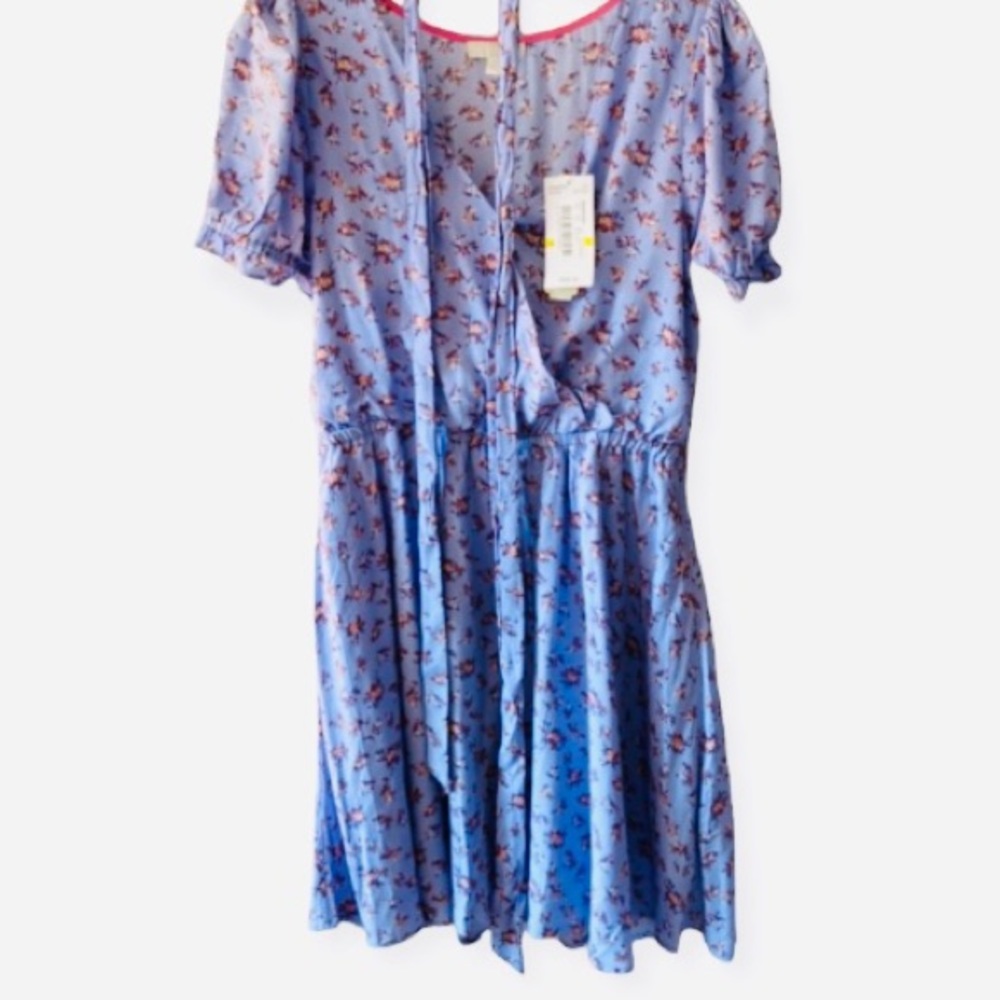 NWT GB Floral Lavender Wrap Puff Sleeve Sun Dress - Picture 2 of 5
